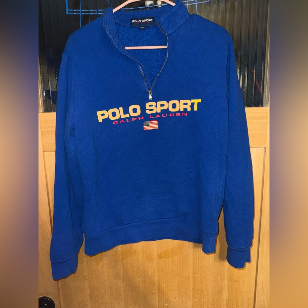 Polo Sport Ralph Lauren USA Flag Navy Blue Sweater 1/4 Zip Size XL 18/20 Boys